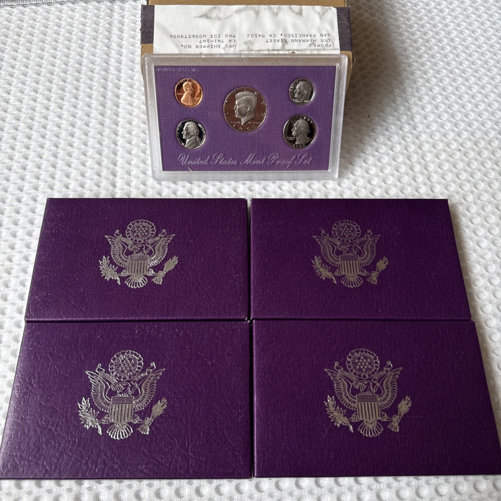 LOT of 5.   1990-S US Mint Proof Set 5 Coin Set OGP COA Original Gov packaging