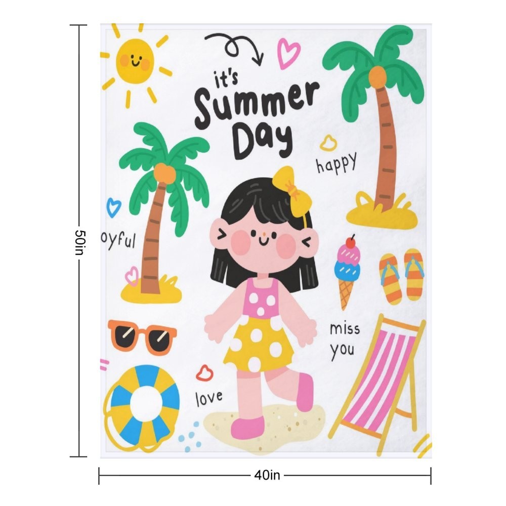 40 x 50 INCHES Illustrations Graphics Front Print Flannel Throw Blanket 6364-12