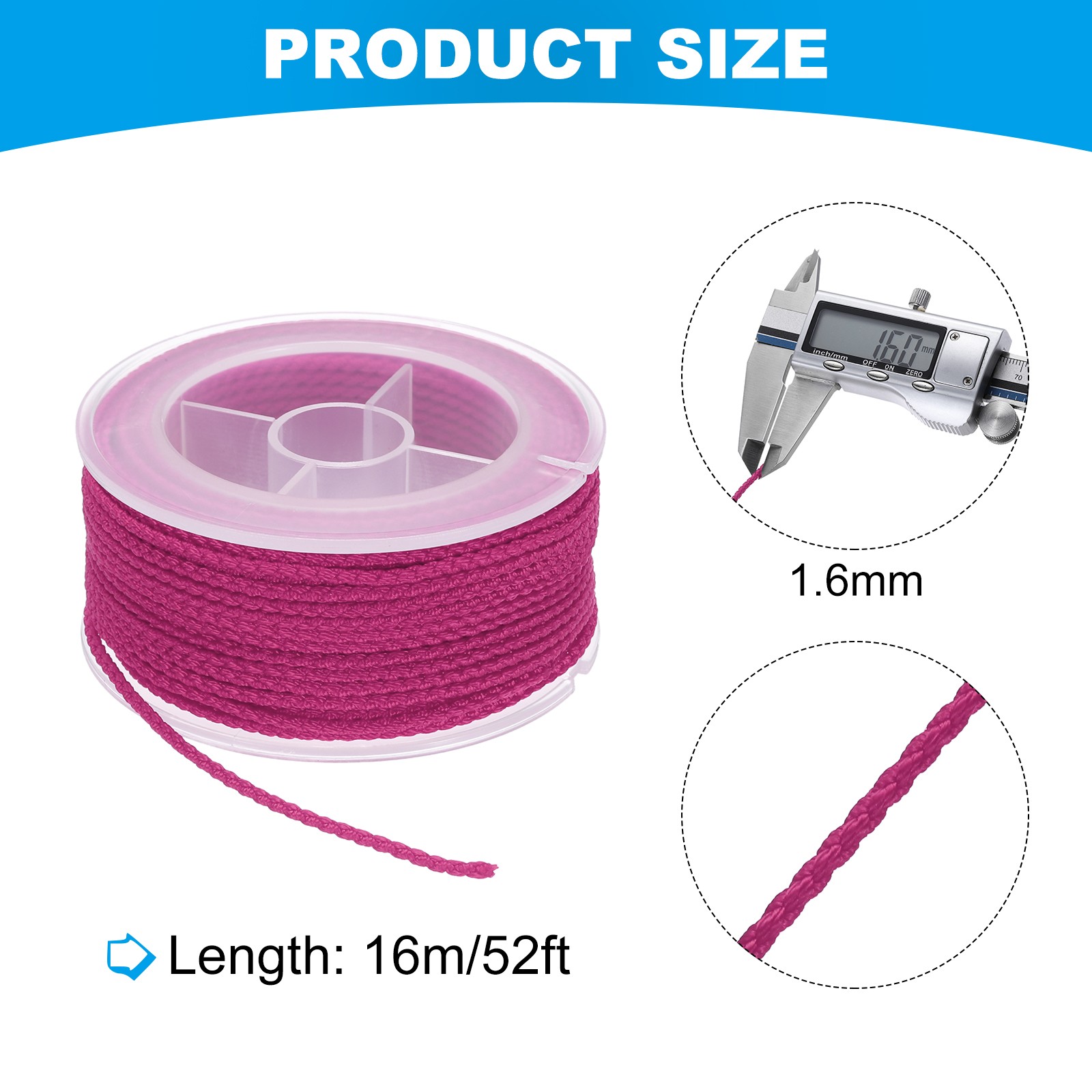 Nylon Thread Twine Beading Cord 52ft Bracelets String Cord Rope, Watermelon Red