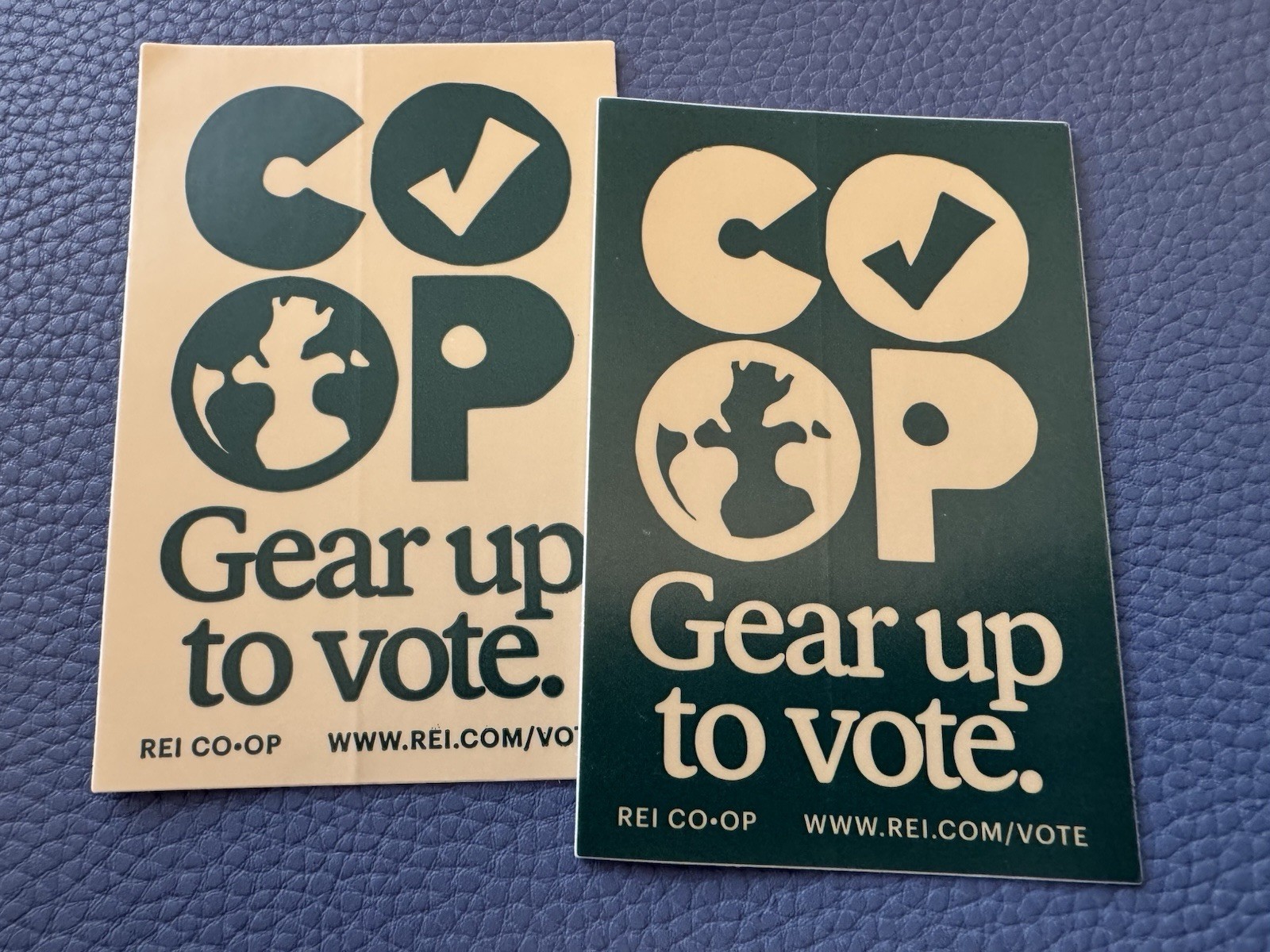 Lot 2 GEAR UP TO VOTE Sticker Political Action ELECTION VOTING PROMOTION REI