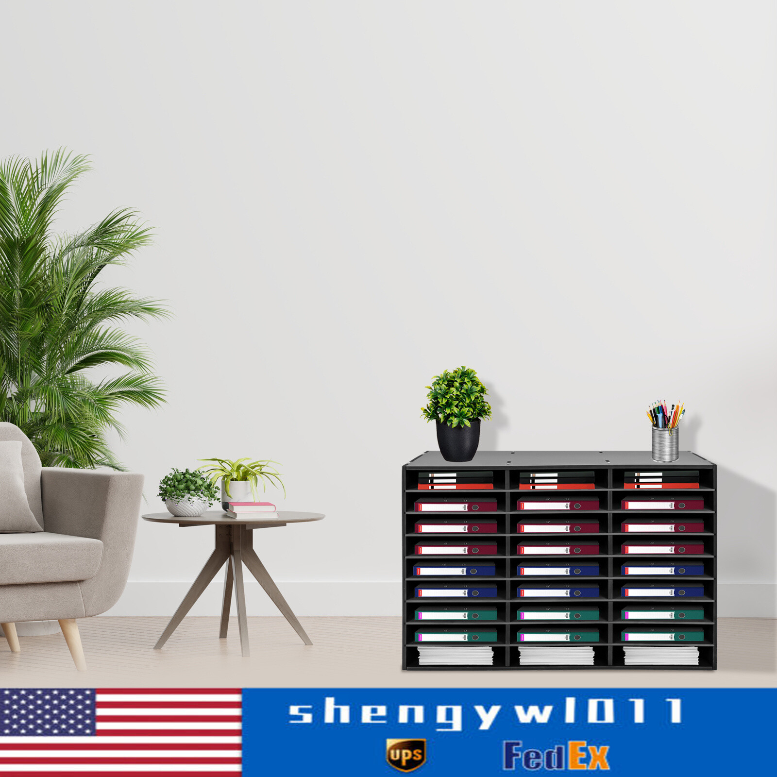 27 Slots File Sorter Literature Organizer Mail Paper Storage Holder Open Design