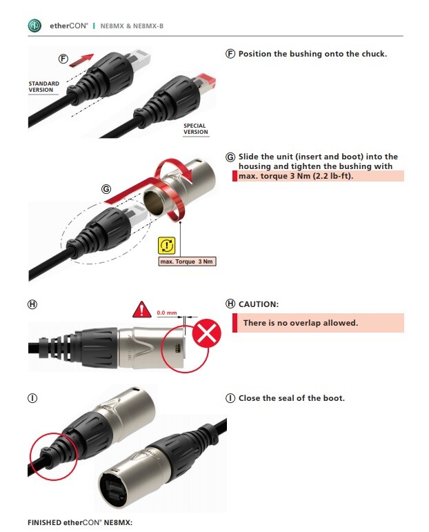 (4 Pack) Genuine Neutrik NE8MX Ethercon Cable Connector for PRE-ASSEMBLED RJ45