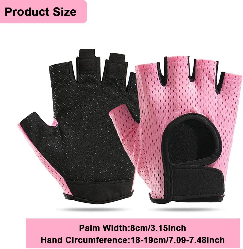 Breathable Half-Finger Workout Gloves for Women anti Slip Exercise Gloves for Cy