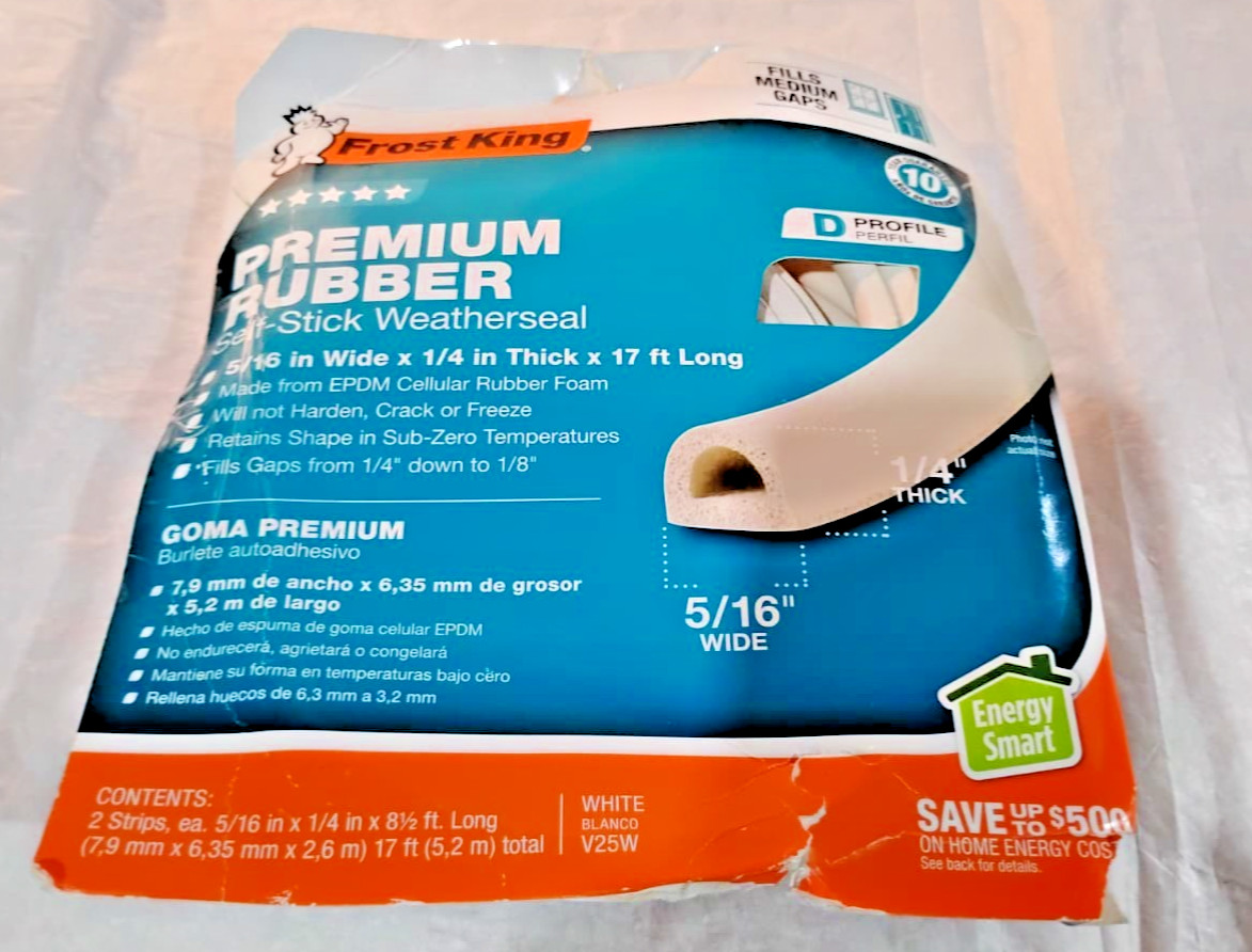Frost King V25W Premium D-Section Rubber Self-Stick Weatherseal Tape, 5/16"