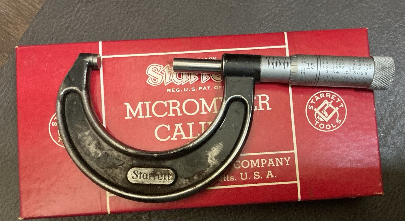 Vintage Starrett USA  1" - 2"  Micrometer No. 436 With Original Box And Wrench