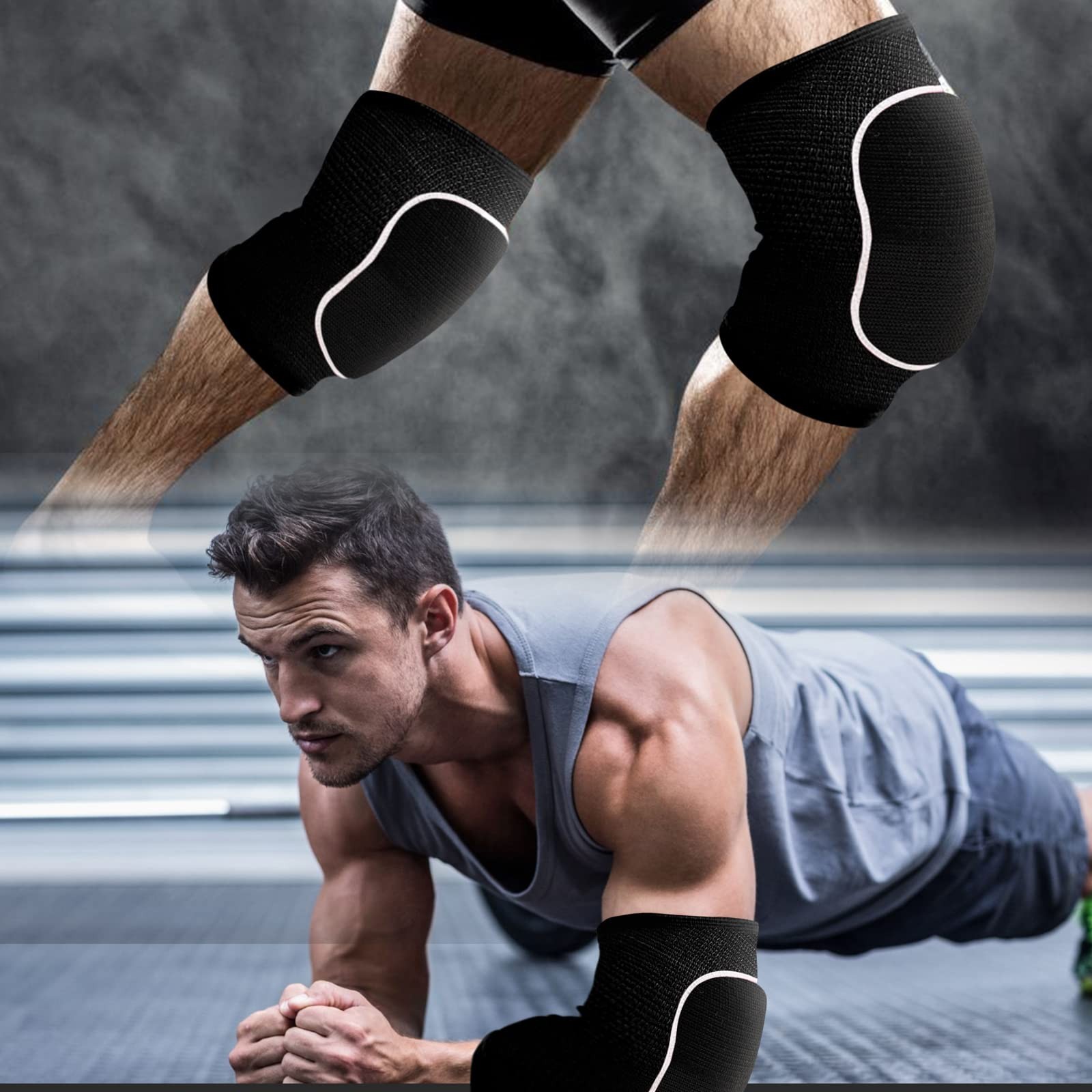 A Pair Elbow Pad, Breathable Adjustable Elbow Support for Men Women Kids Bask...