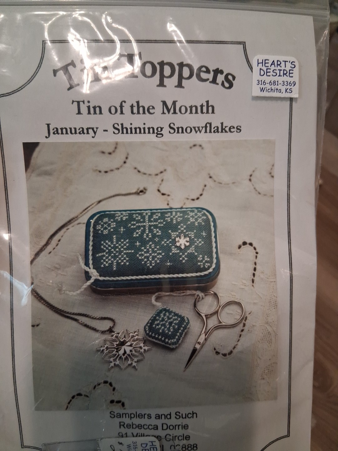 Tin Toppers- January - Cross Stitch Chart Instructions (2000) Shining Snowflakes