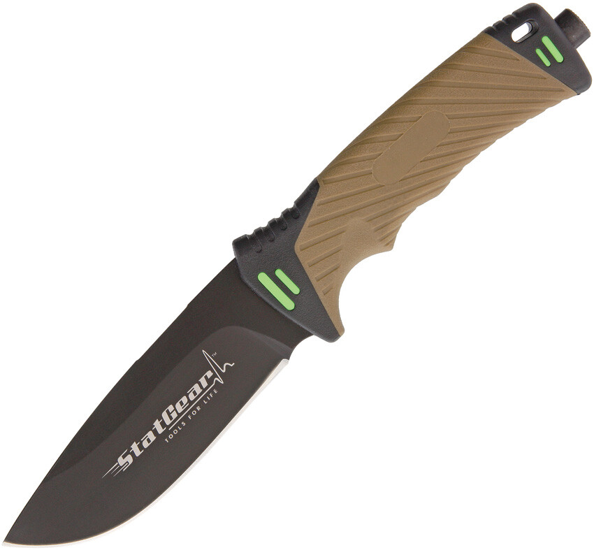 StatGear Surviv-All Sharpener Fire Starter Black 440 Fixed Survival Knife 05