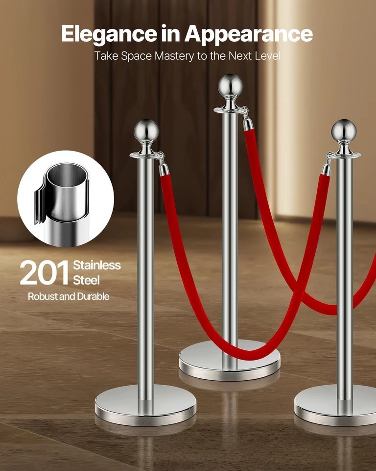 8Pcs Stanchion Posts Crowd Control Queue Barrier Sand Injection Base