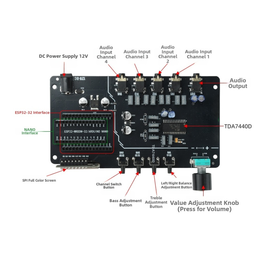 4 Channel Digital Audio Controller TDA7440 I2C Compatible Volume Module