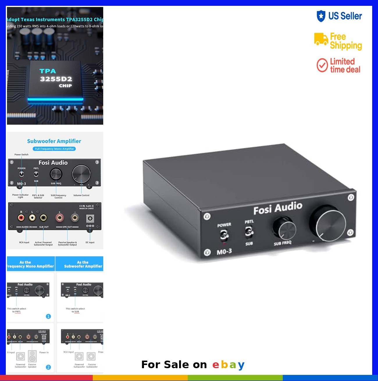 Subwoofer Amplifier 200 Watt TPA3255 Mono Home Theater Audio Amp SUB Bass 32V