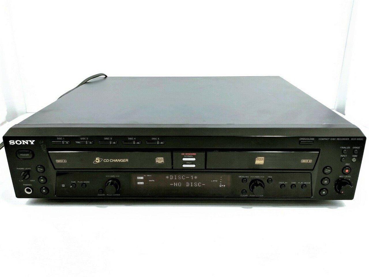 Sony RCD-W500C 5 Disc CD Changer & CD Recorder Tested, Complete.
