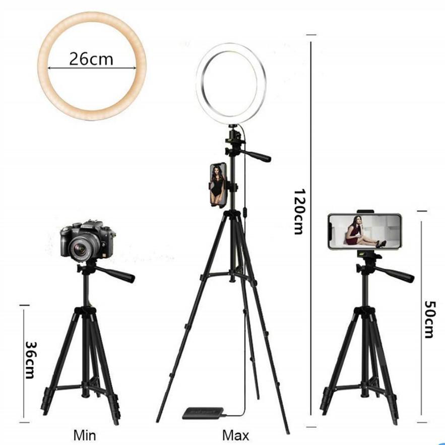 26cm LED Ring Fill Light Studio Photo Video USB Dimmable Lamp Selfie Portable