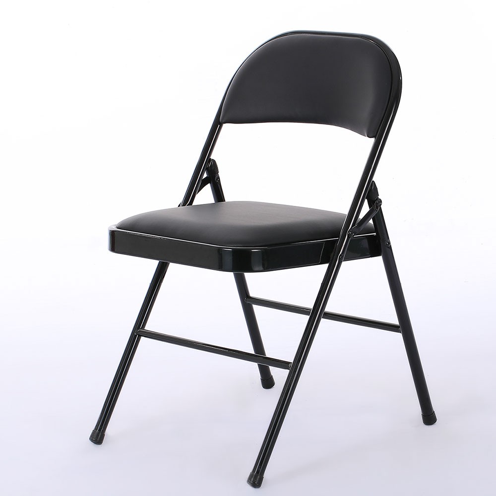 6pcs Elegant Foldable Iron & PVC Chairs for Convention & Exhibition Black