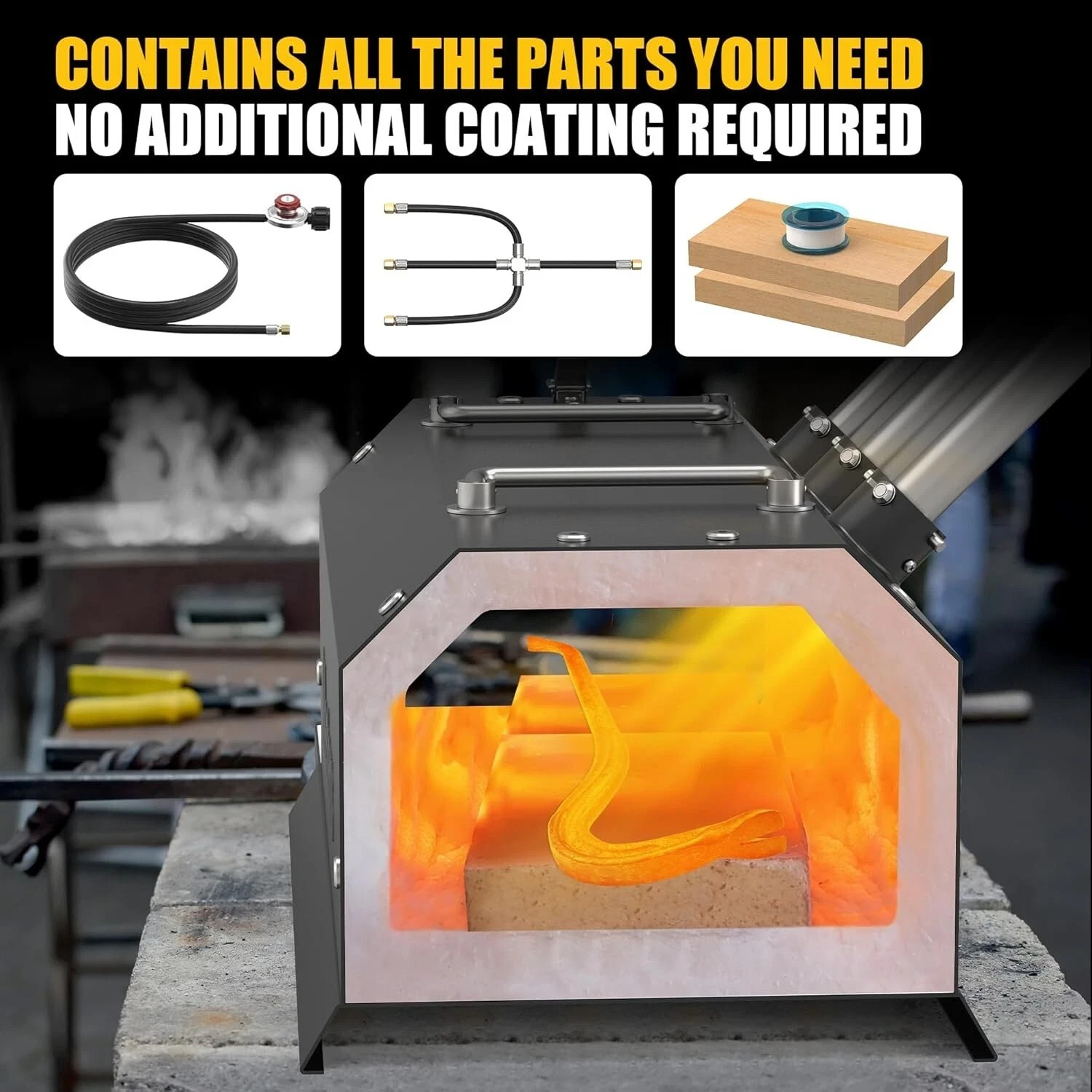 Blacksmithing Knife Making Three Burner Propane Gas Forge Efficient Heating