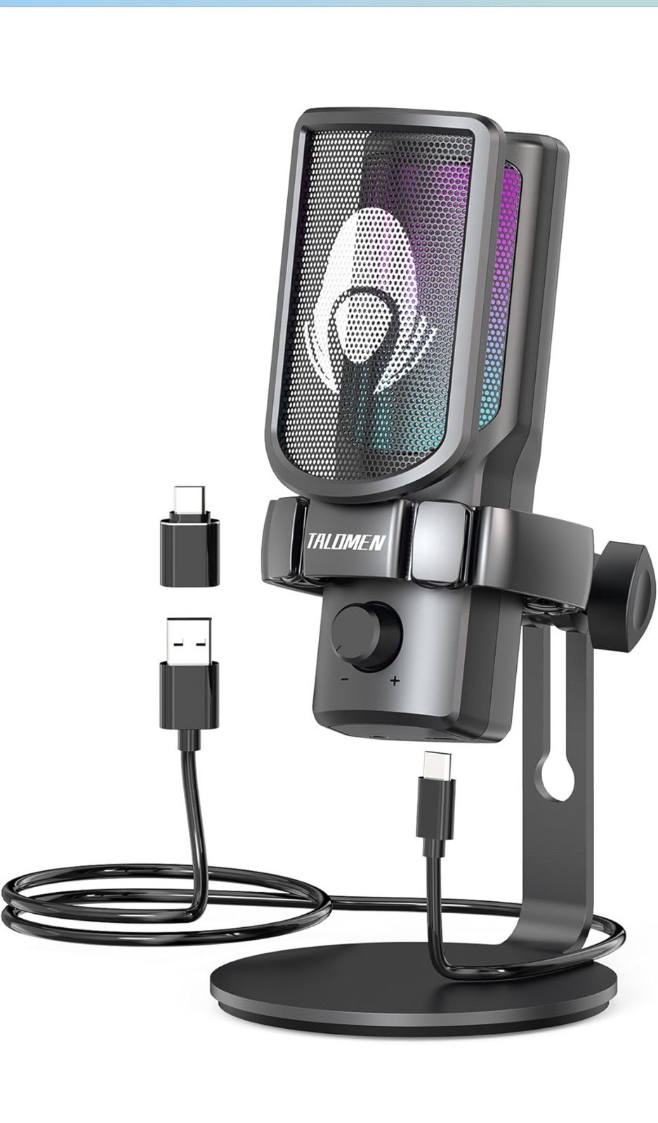 Talomen Gaming Microphone USB PC Mic With Gain Adjustment & Zero Latency Mode