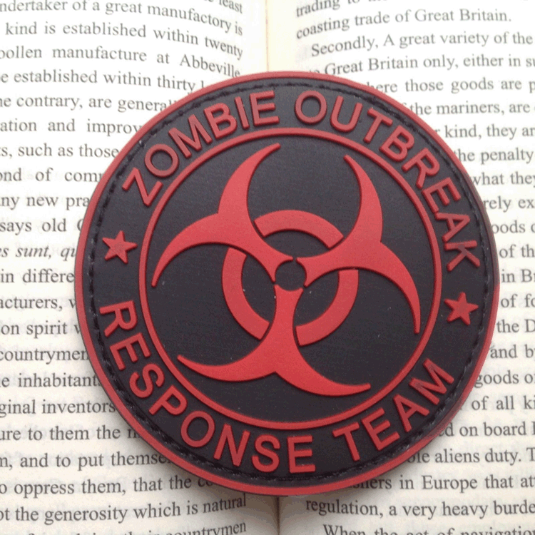 Red ZOMBIE HUNTER OUTBREAK RESPONSE TEAM PVC TACTICAL BIOHAZARD PATCH