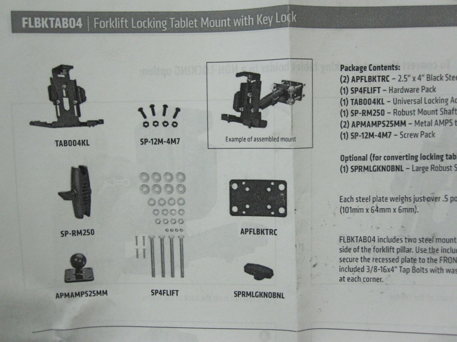 Arkon 5 inch Robust Locking Forklift Pillar Tablet Mount Holder FLBKTAB04