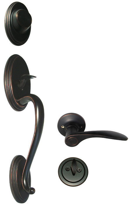 Oil Rubbed Bronze Front Door Dummy Handleset For Entrance Keyed Entry left