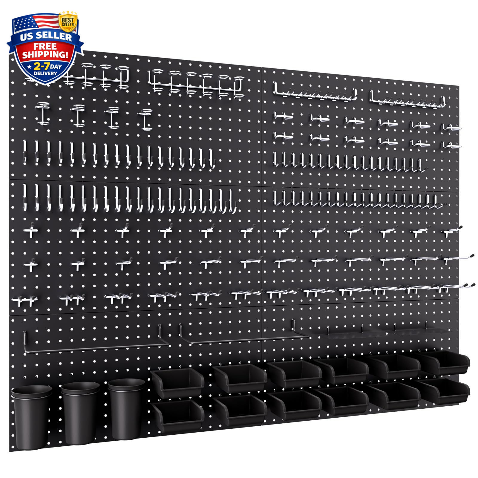 48x36 Inch Metal Peg Board Kit with 1/4" Pegboard Hooks Accessories, 6PCS Peg Bo