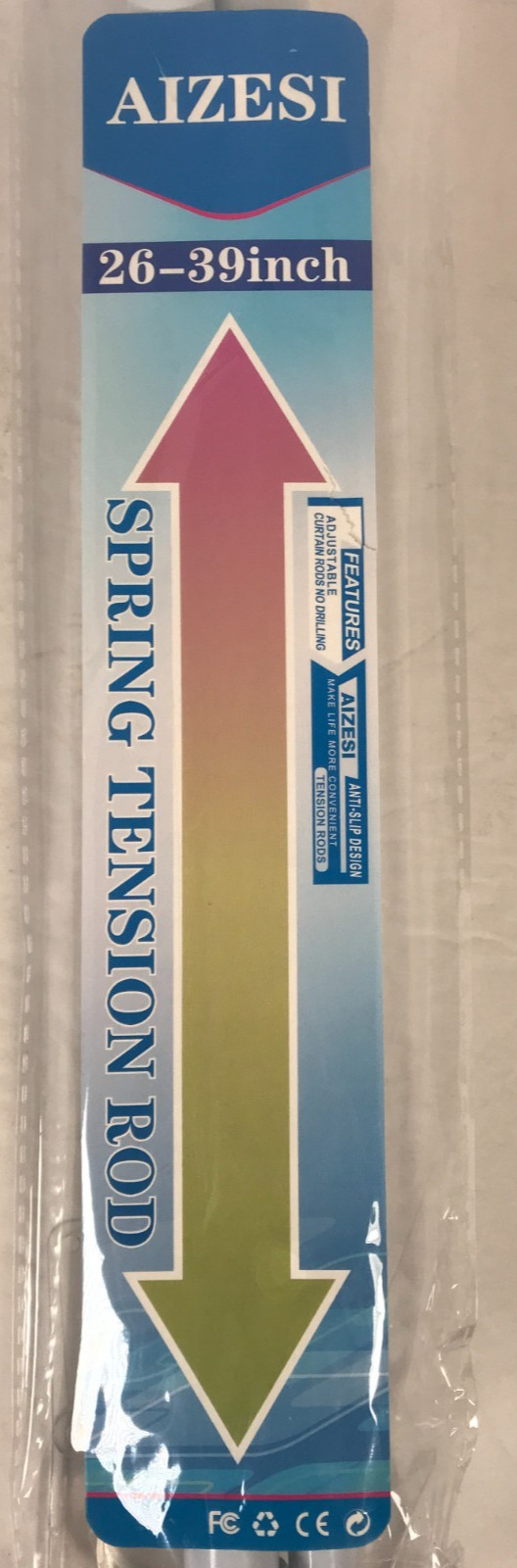 AIZESI Spring Tension Curtain Rod 26-39 in Adjustable Anti Slip White New