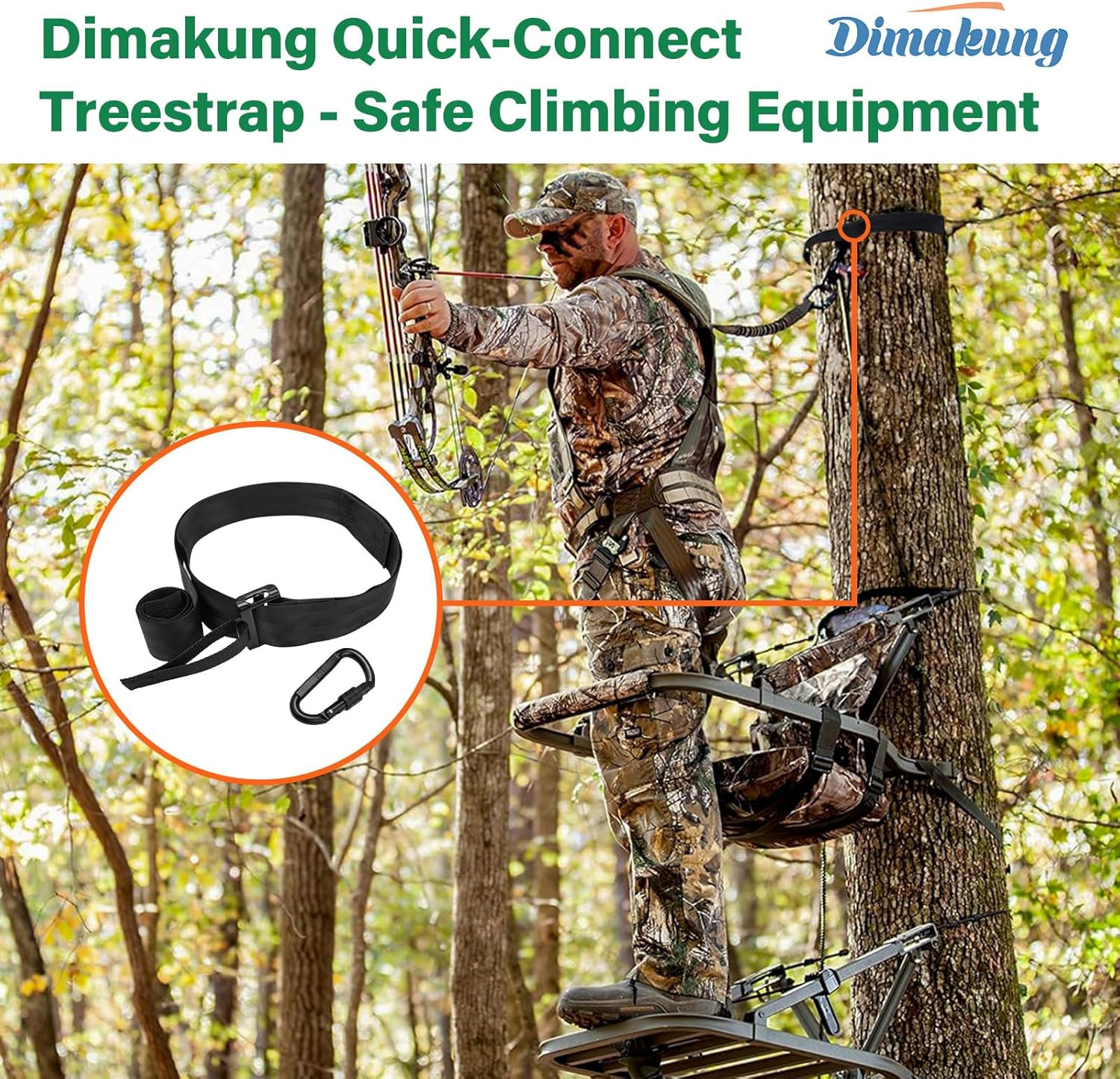 Quick-Connect Tree Strap for Hunter Safety System, Climbing Tree Stand Hunting H