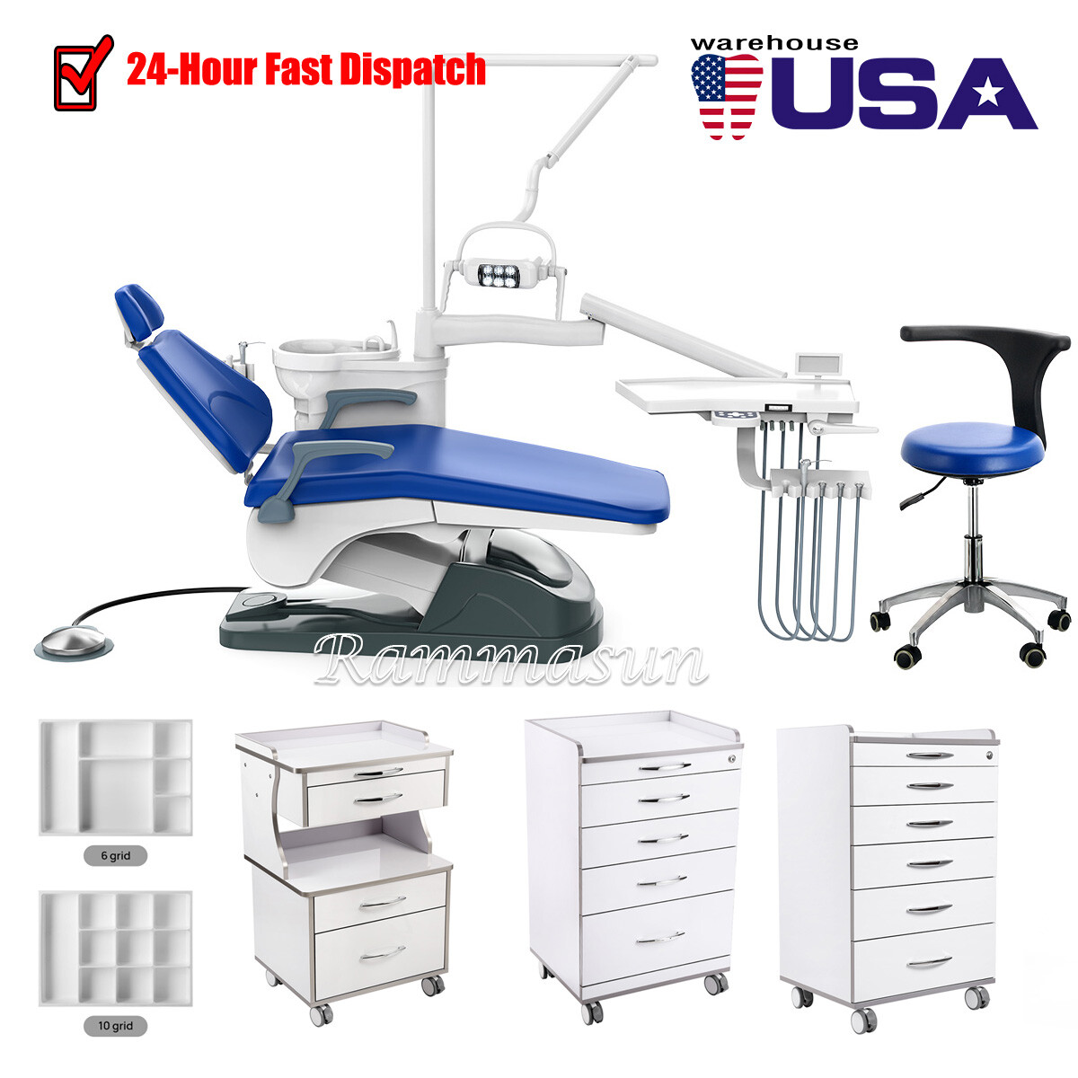 Dental unidad silla computadora controlada DC motor + cajones de gabinete móvil