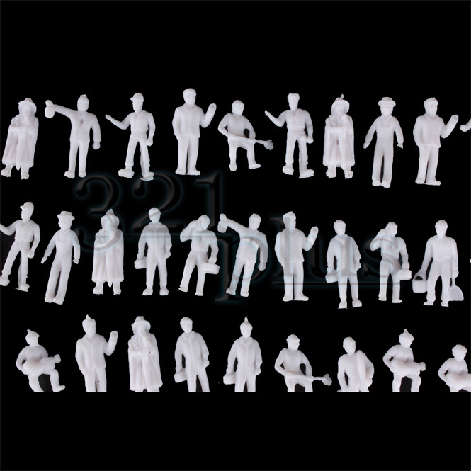 100 pcs 20mm unpainted HO Scale Figures Workers Construction Site Plastic 1:87