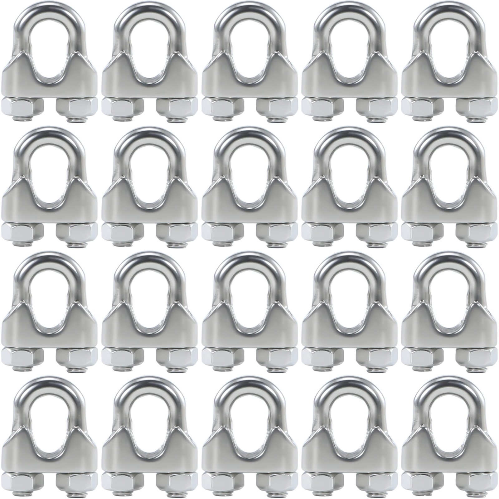 20PCS 1/8 Inches M3 Stainless Steel Wire Rope Cable Clip Clamp M3 Clips-20PCS
