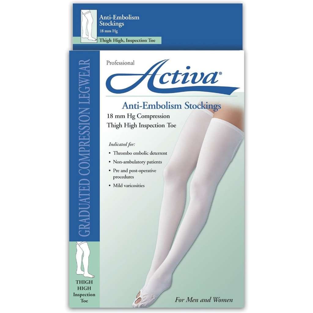 Activa Anti-Embolism Open-Toe Thigh High 18mmHg (White) Large