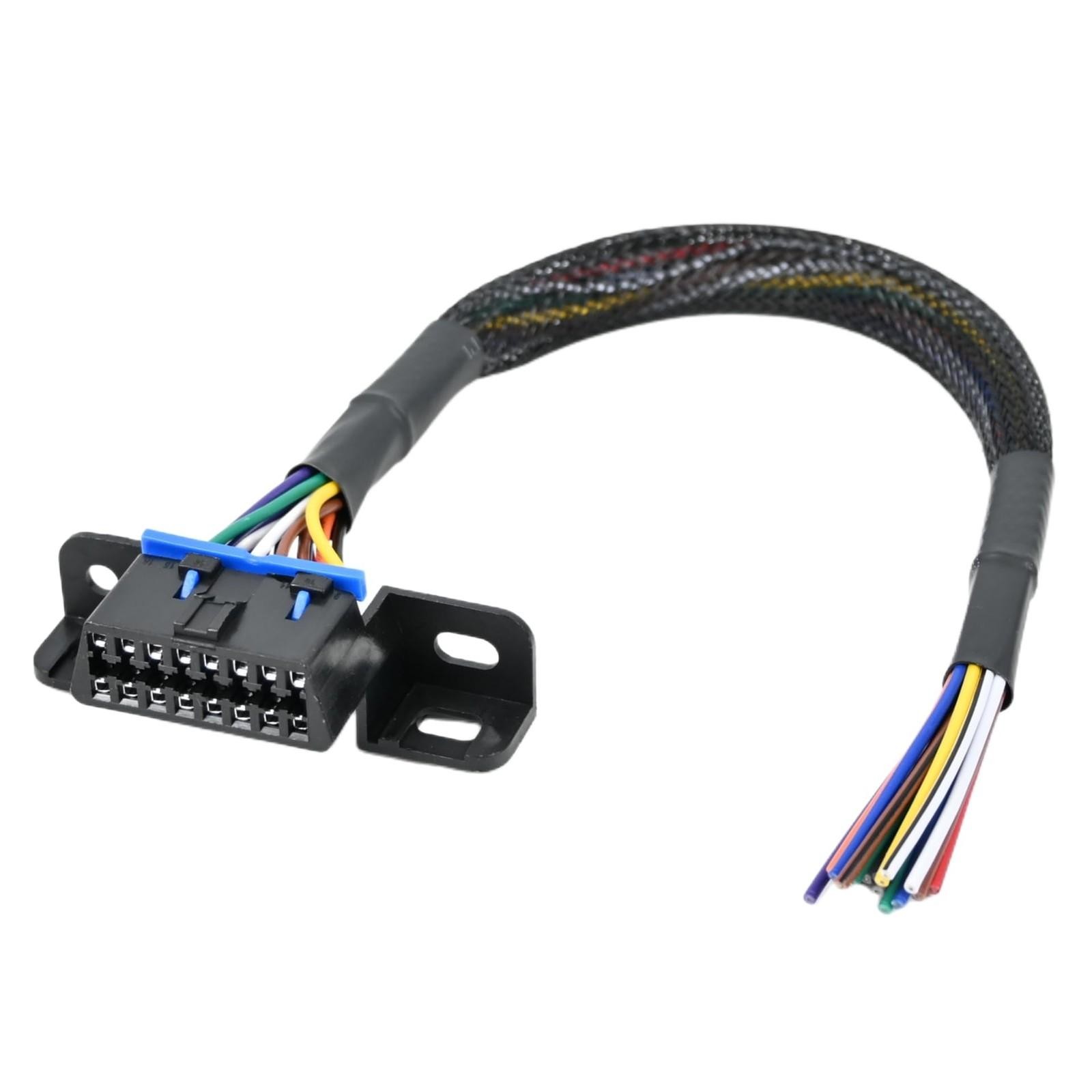 16 Pin Obd2 Female Connector to Open Cable Dash Port Pigtail Fixed Wire Harne