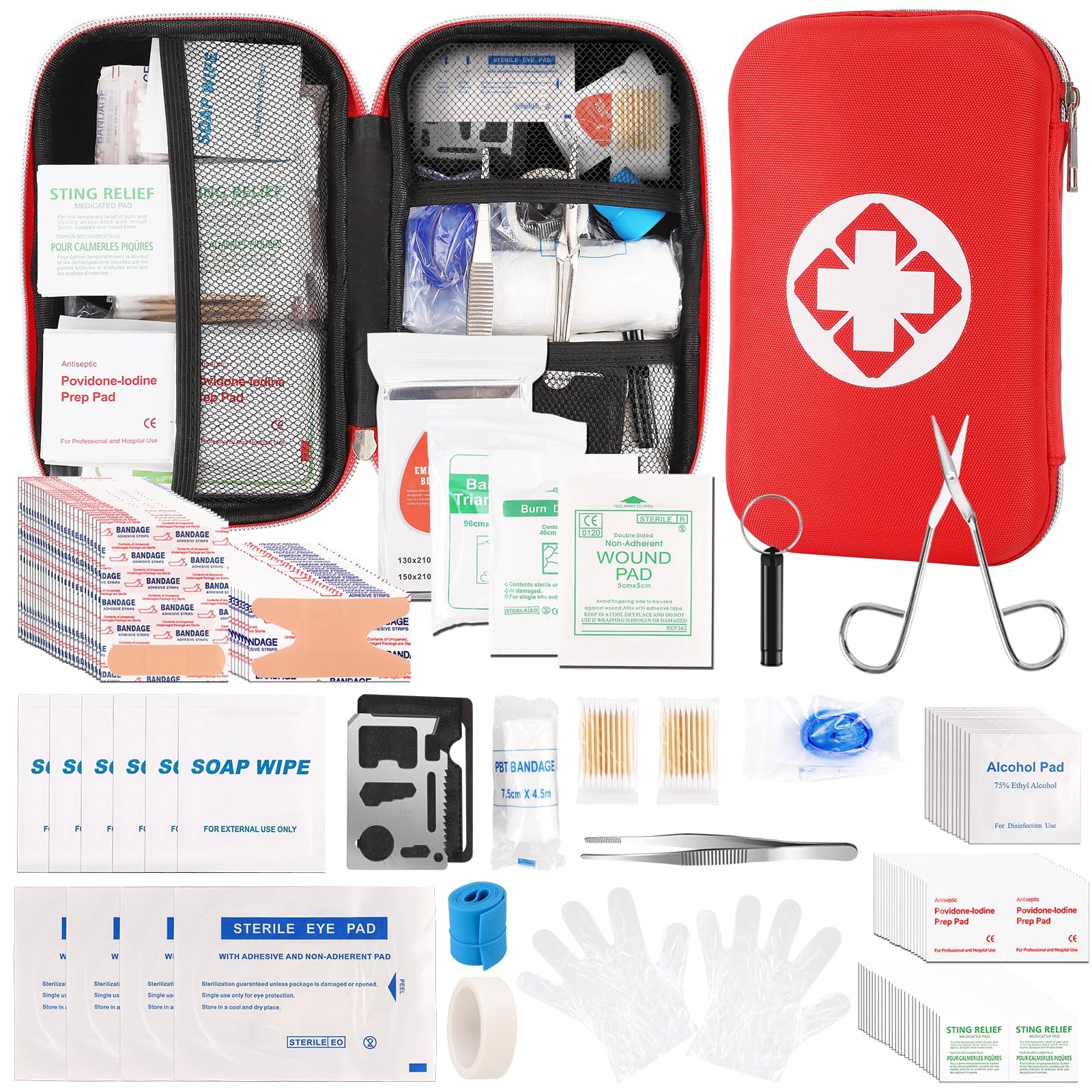 201 Pcs First Aid Kit,trauma Kit with Essential Emergency Medical Supplies