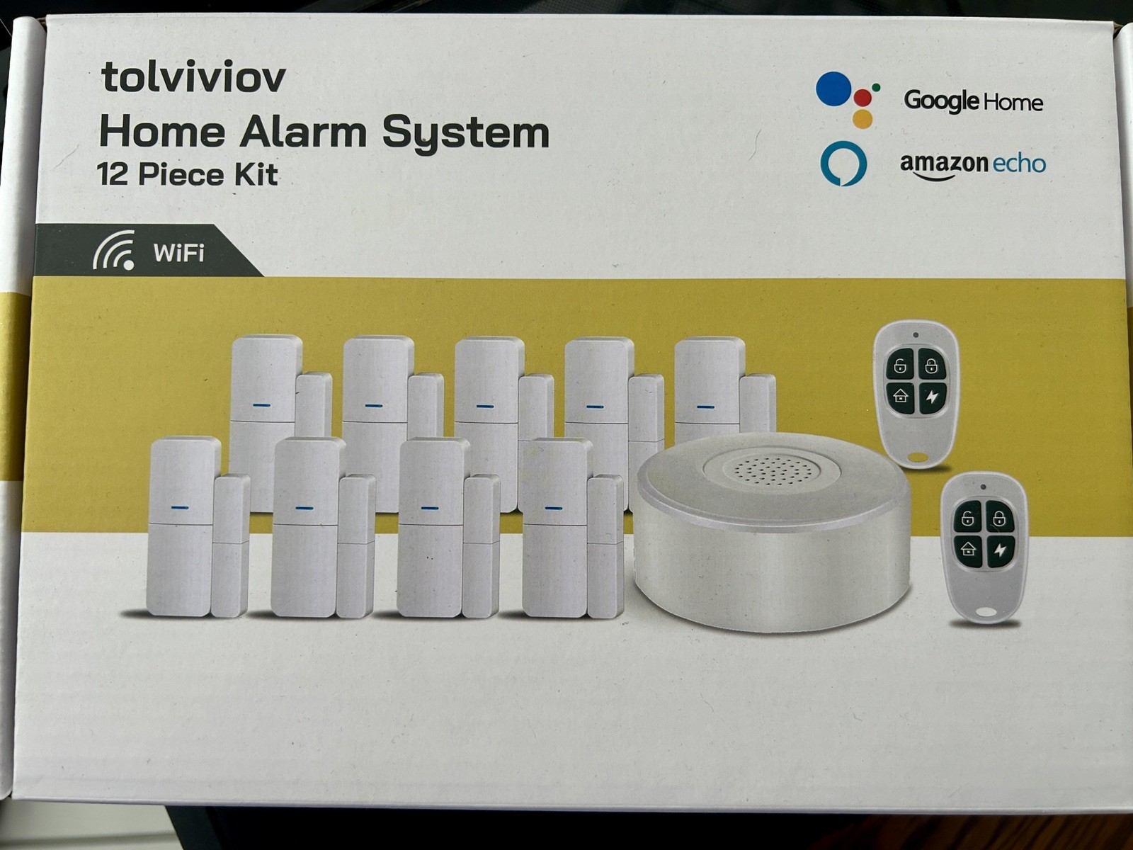 Tolviviov 12 Piece WiFi Home Alarm System Kit No Monthly Fee Alexa Compatible