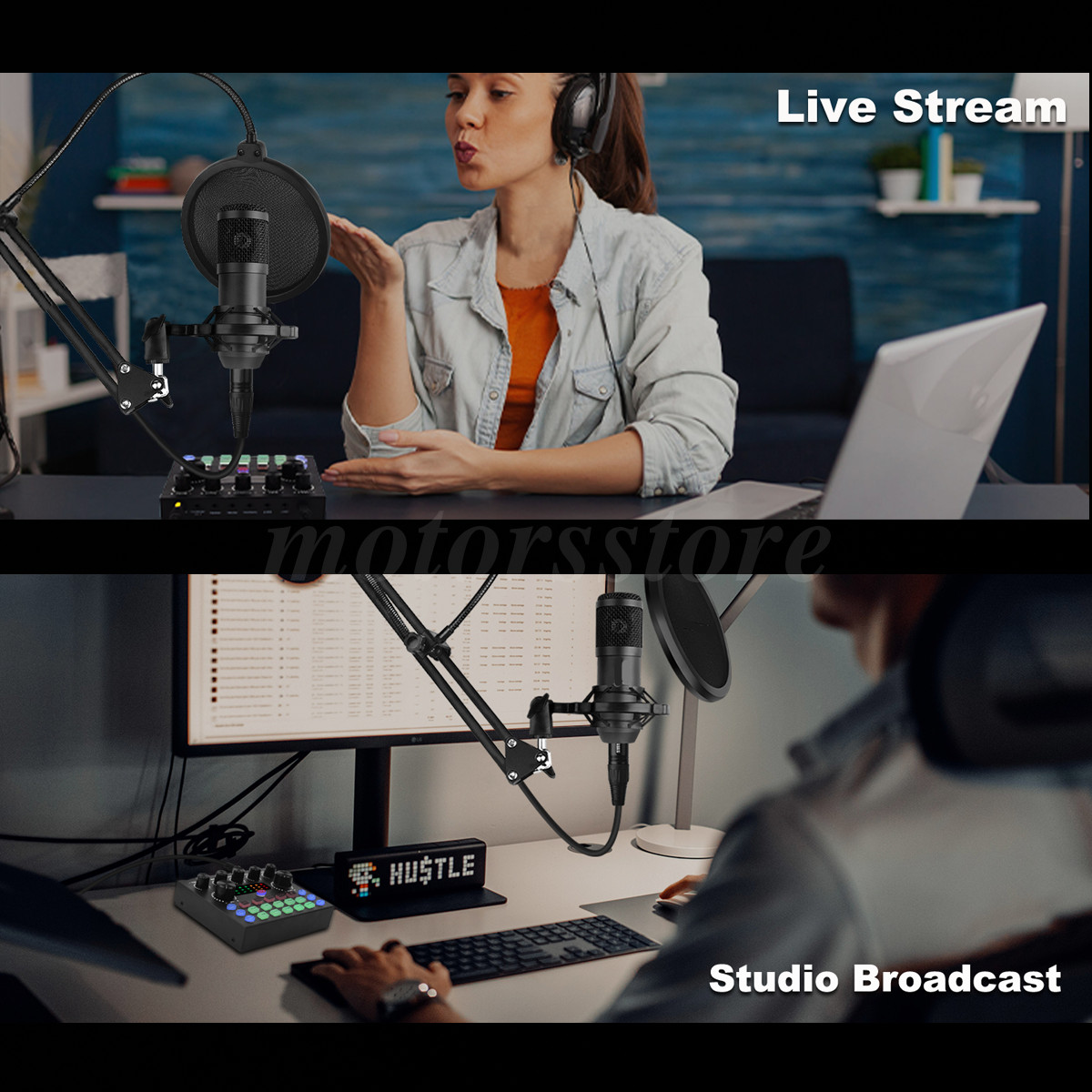 Professional Condenser Microphone Kit Complete Set For Podcast Studio Recording