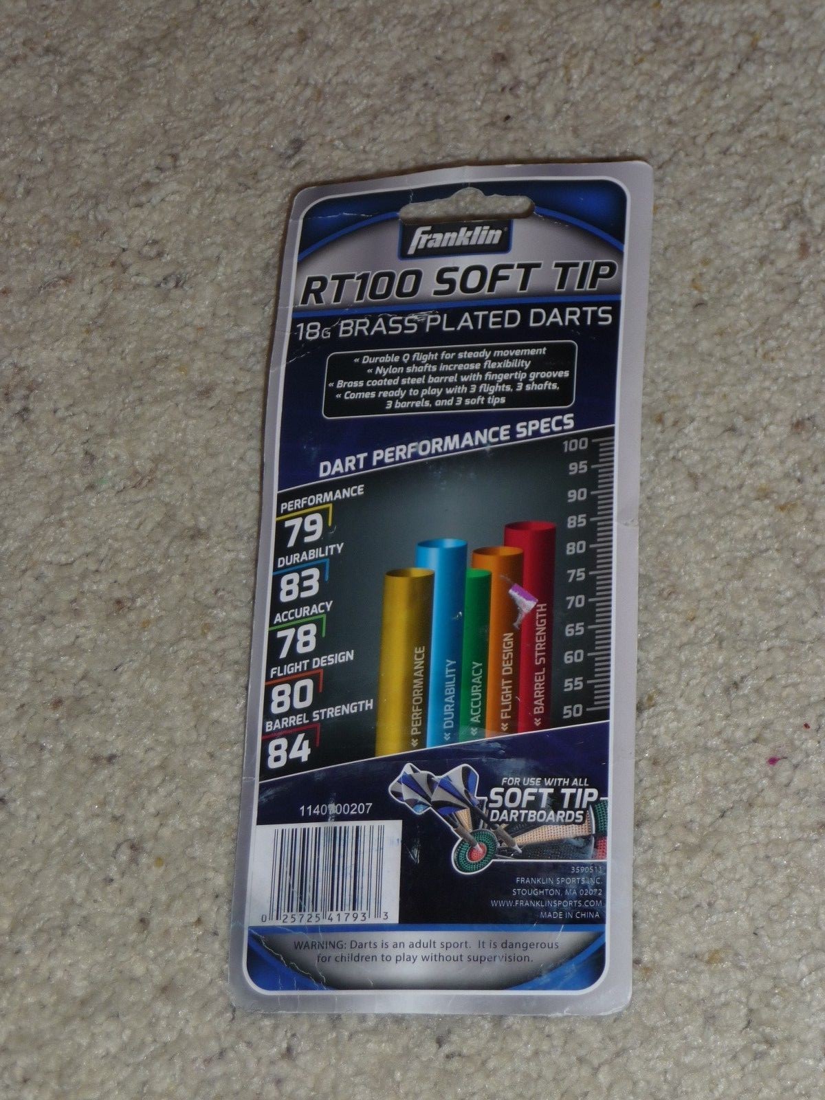 FRANKLIN RT100 Soft Tip 18g Brass Plated Darts