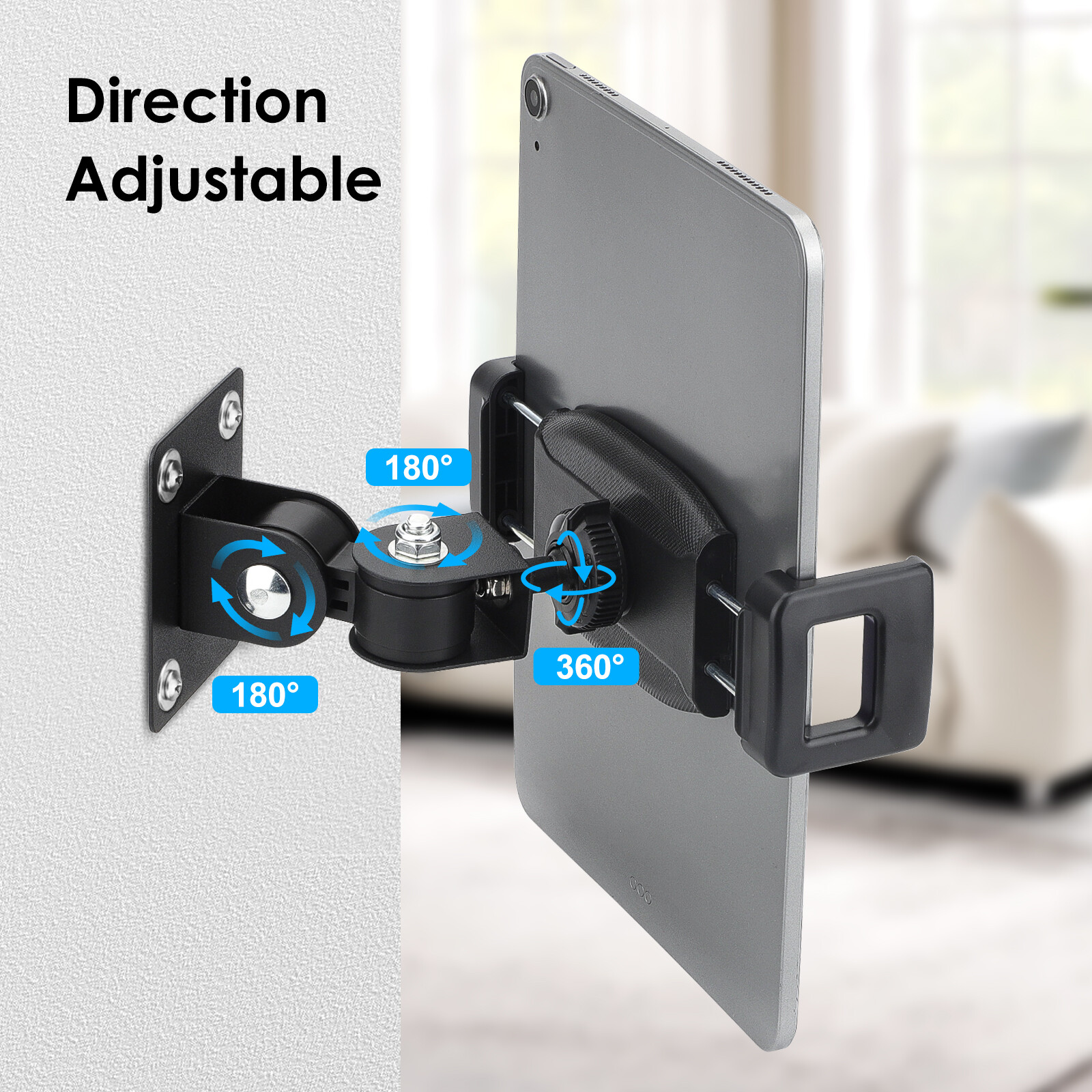 iPad Wall Mount 360° Rotating Tablet Wall Holder for 4.7-12.9" iPhone Tablet