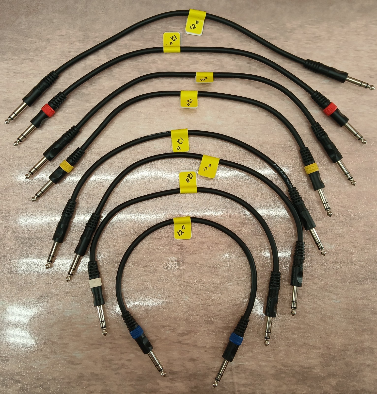 1/4" Guitar Patch Cable 12"– Various Colors – 1pc Choose or Random
