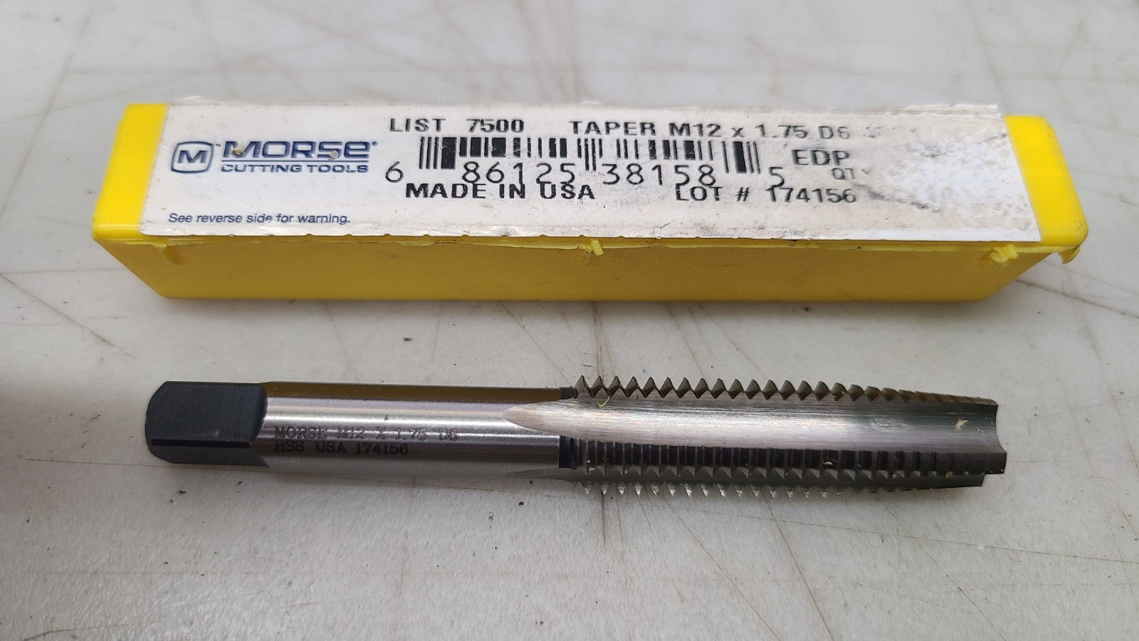 Morse 174156: M12 x 1.75 D6 Plug Hand Tap HSS USA 4 Flute EDP