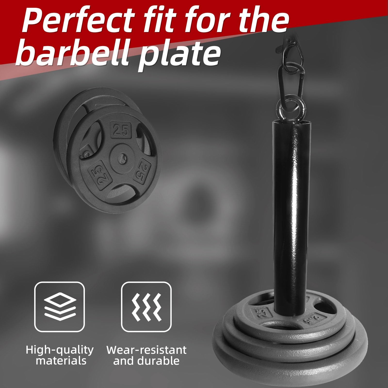 Weight Loading Pin with Carabiner for 2" Olympic Plates & Cable Pulley
