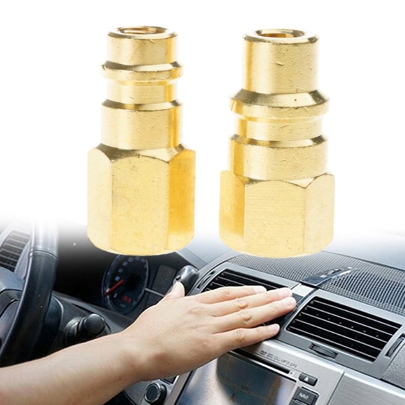 2PCS Car Refrigeration Conversion Kit Metal Threaded Adapters Valves Components