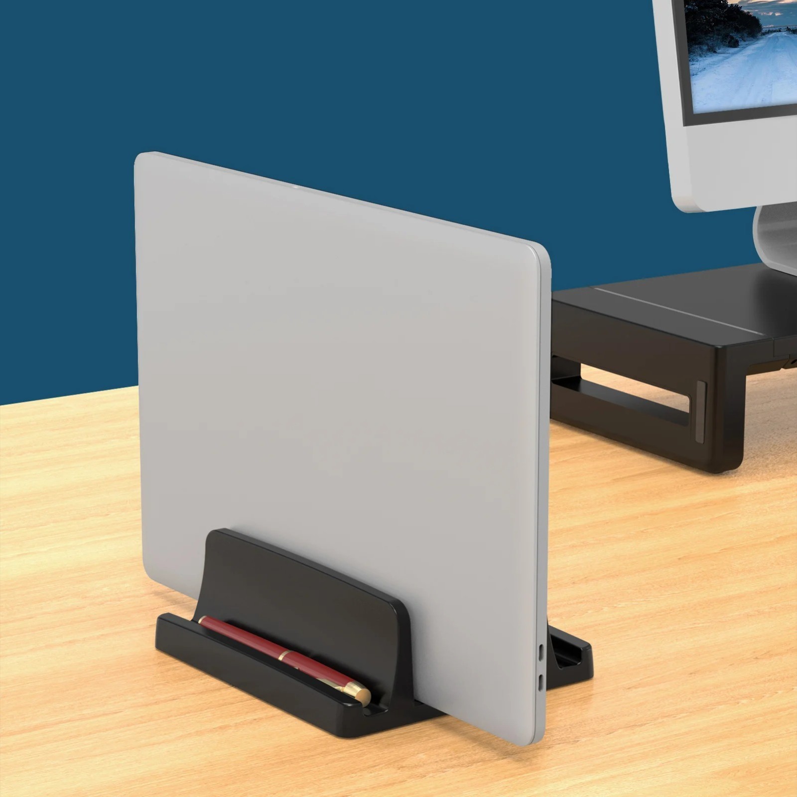 Vertical Laptop Stand Dual Slot Desk Holder Space Saving for MacBook Notebook