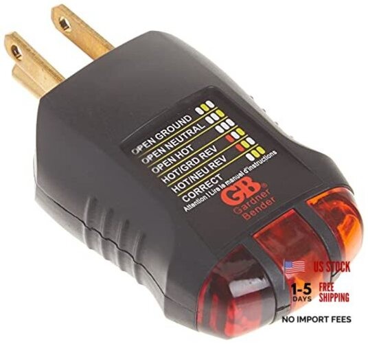 GRT-3500 Outlet Receptacle Tester & Black Receptacle & Circuit Analyzer