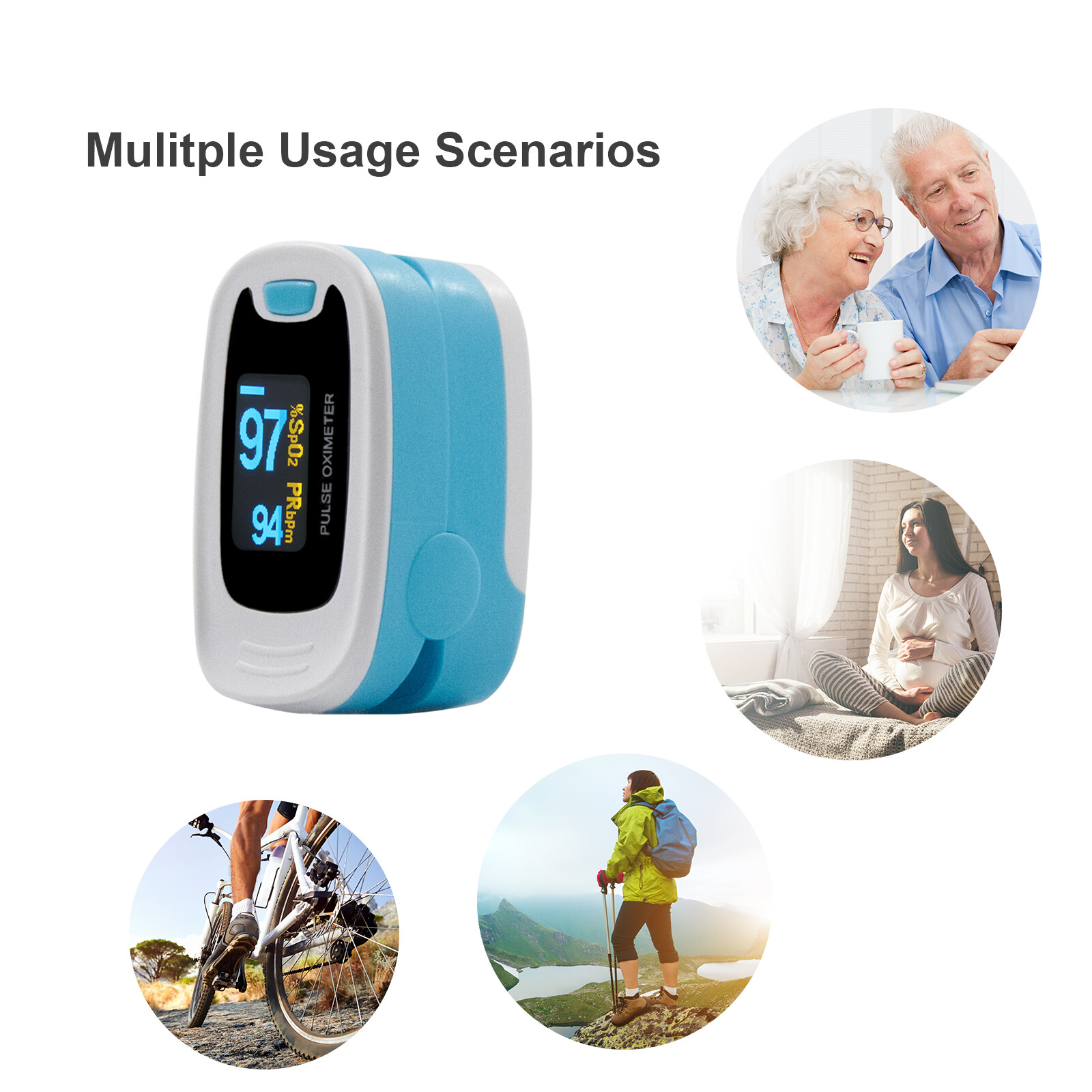 Portable Finger Pulse Oximeter Blood Oxygen Monitor Heart Rate SpO2 PR Oxymeter
