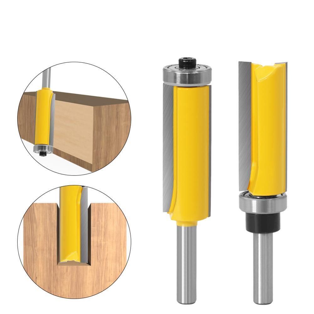 2pcs 8mm Shank Top & Bottom Bearing Bits Milling Cutter Flush Trim Router Bit