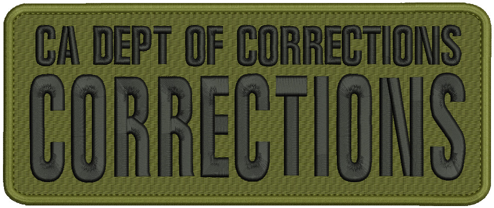 CA DEPT OF Corrections CORRECTIONS embroidery patch 3x7 hook od green/black