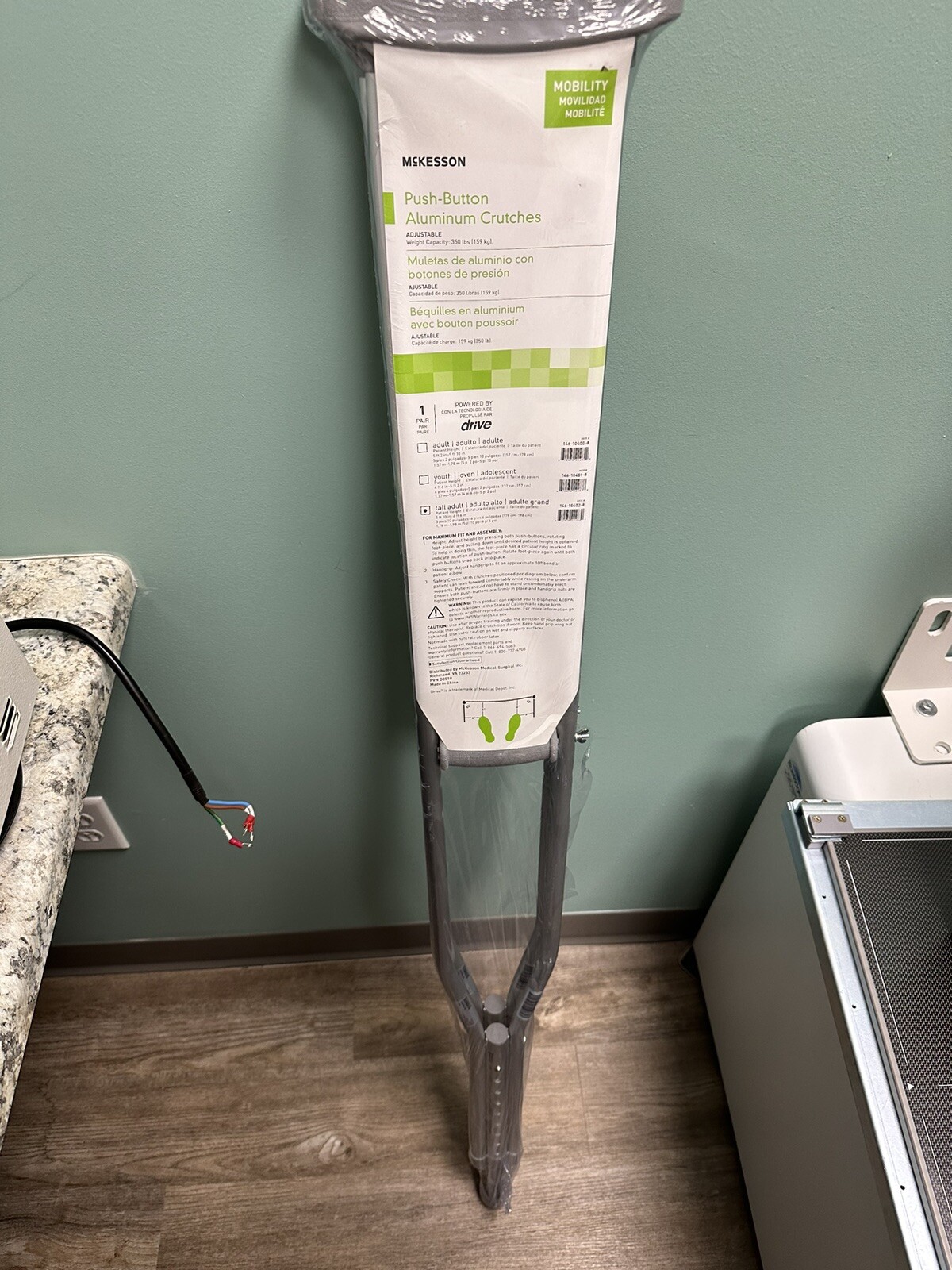 McKesson Aluminum Adult Underarm Crutches - 5.10 to 6.6 ft. User