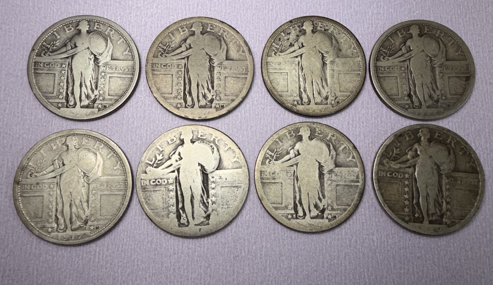 Lot of 8 Standing Liberty Quarters -90% Silver- Sale Private Collection for 40Y