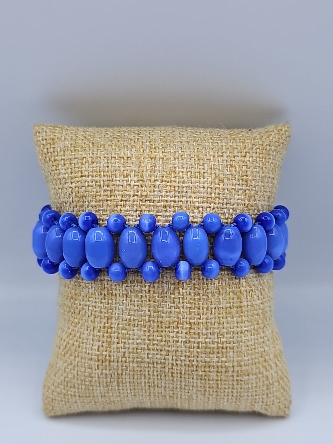 Blue Cat's Eye Beaded Bracelet - Unique Artisan Jewelry - New