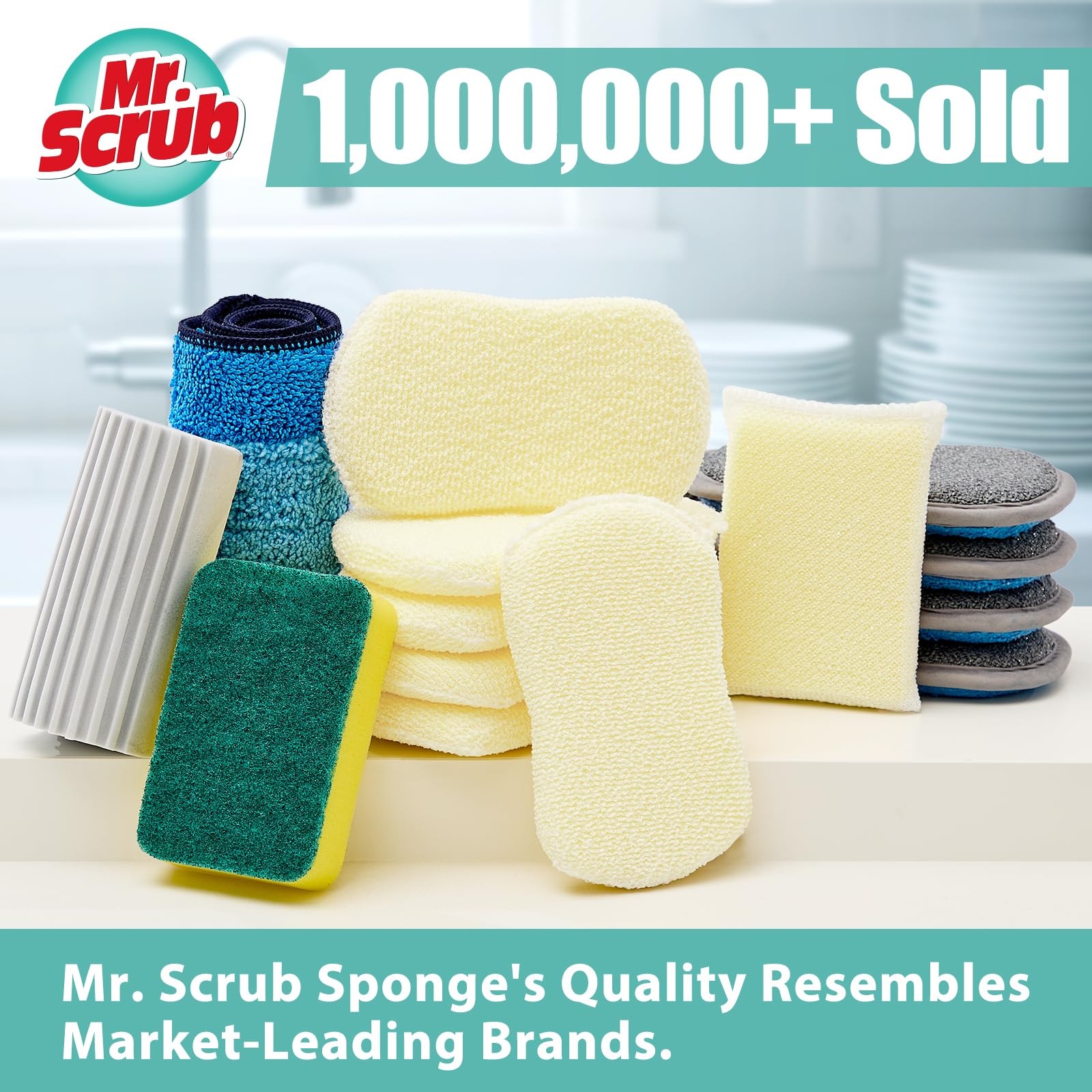 Sponges Kitchen Scrub Dish Sponge Scouring Pad, 24 Pack Cleaning Brush Scrubb...