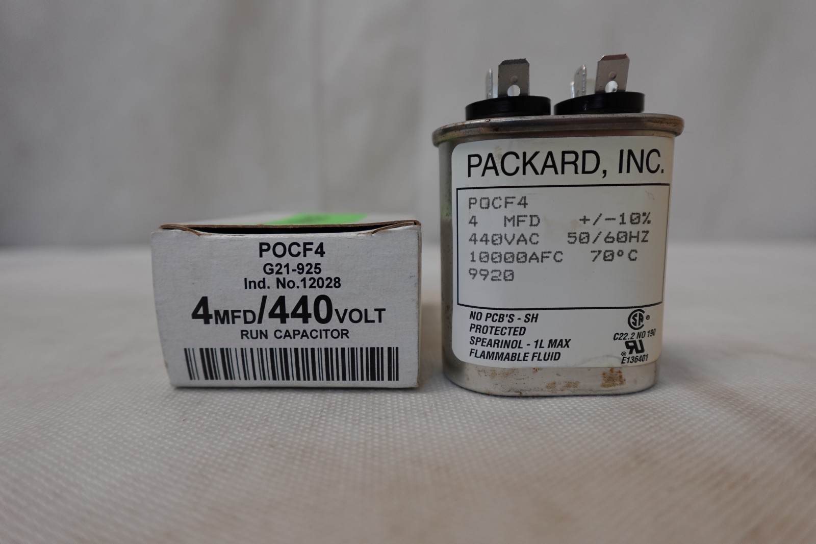 Packard Inc - HVAC Motor Run Capacitor POCF4 / 12028 ~ 440 VAC / 4 MFD